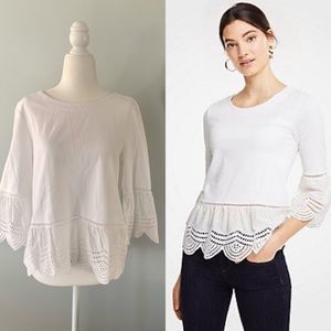 Ann Taylor Petite Eyelet Hem Top
